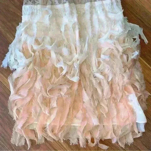 RARE VINTAGE FREE PEOPLE ombré FEATHER SLIP DRESS sz small S - Picture 7 of 14